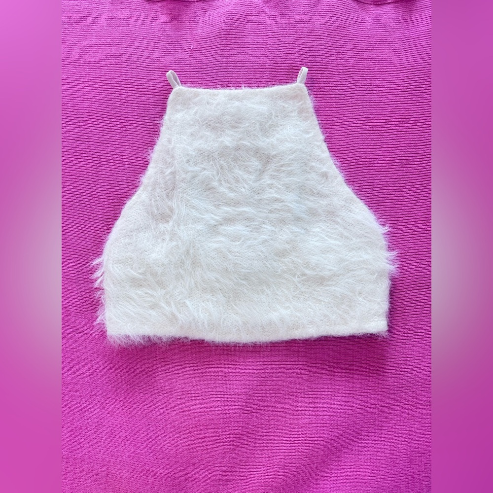 Urban Outfitters White Sleeveless Fitted Crop Top